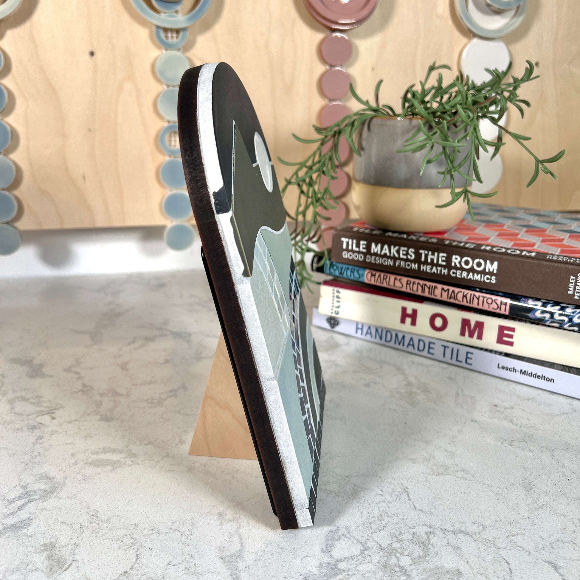 Mosaic Stand - wood base and metal back with New Day Mosaic in Nightfall