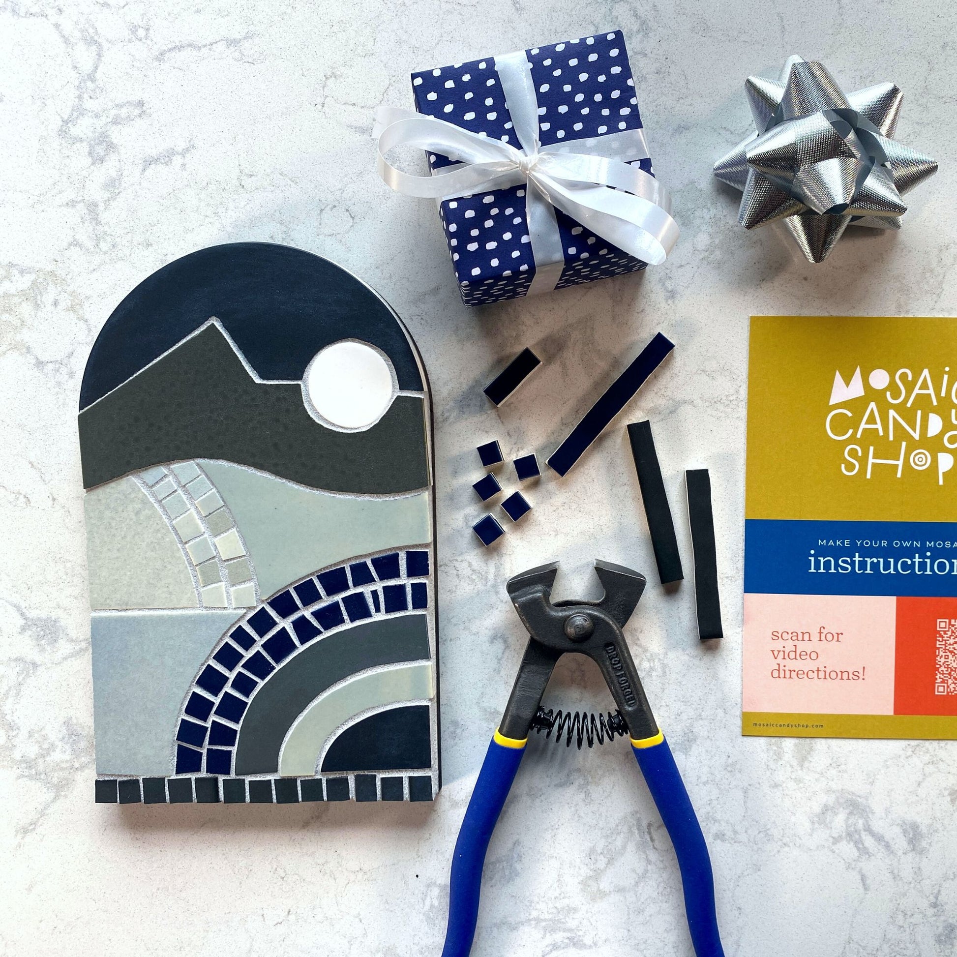 New Day - Nightfall mosaic kit with tile nippers and wrapped gift
