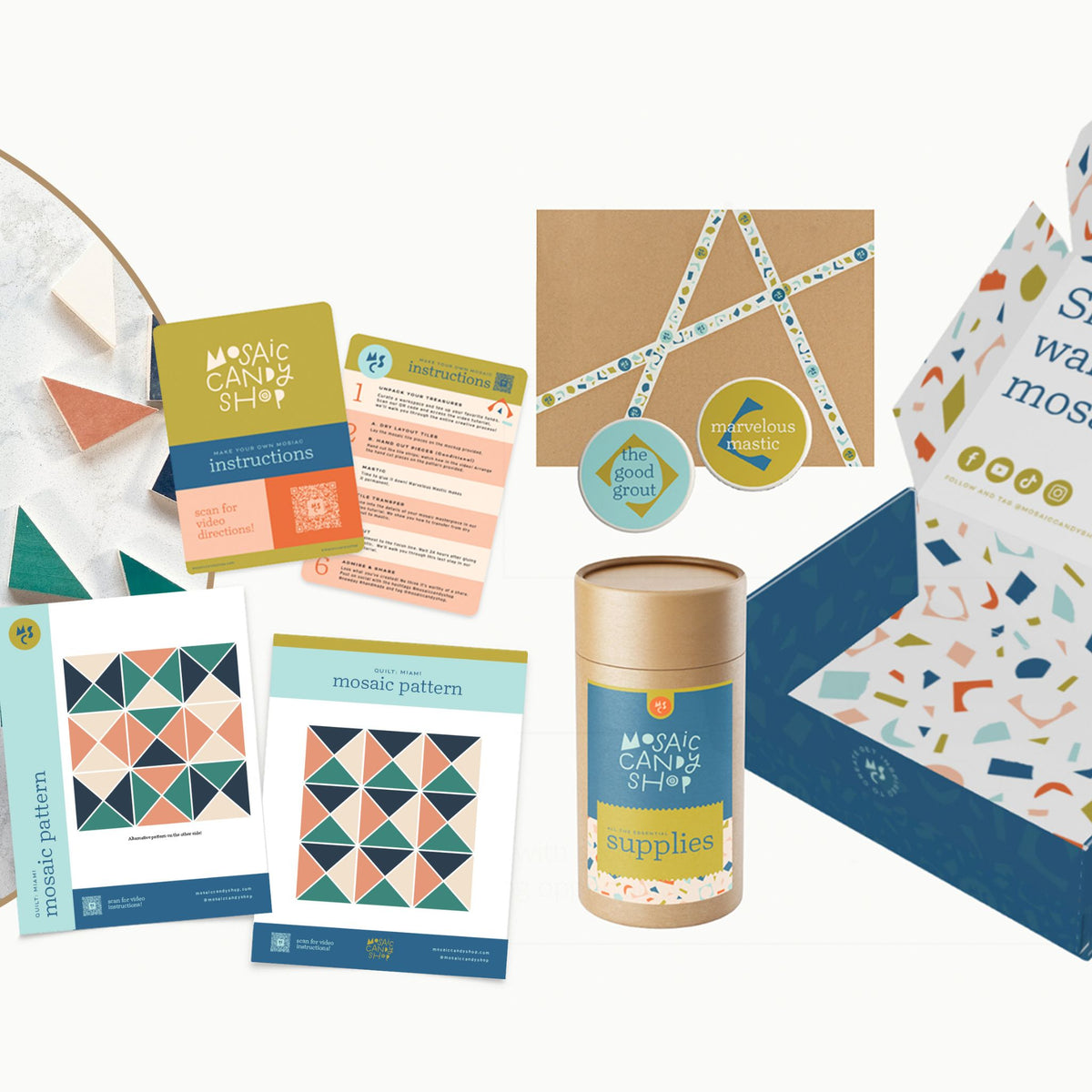 Quilt Packaging DIY Mosaic Quilt Kit - Miami | Geometric Mosaic Art | Mosaic Candy Shop